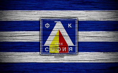 Levski FC, 4k, Parva Liga, soccer, football, Bulgaria, PFC Levski Sofia, logo, wooden texture, football club, FC Levski