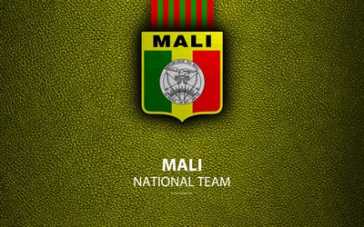 Mali squadra nazionale di calcio, 4k, Le Aquile, texture in pelle, Africa, emblema, logo, Mali, calcio