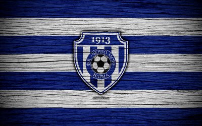 Cherno more Varna FC, 4k, Parva Liga, de soccer, de football, de Bulgarie, de PFC Cherno more Varna, le logo, la texture de bois, club de football, FC Cherno more Varna