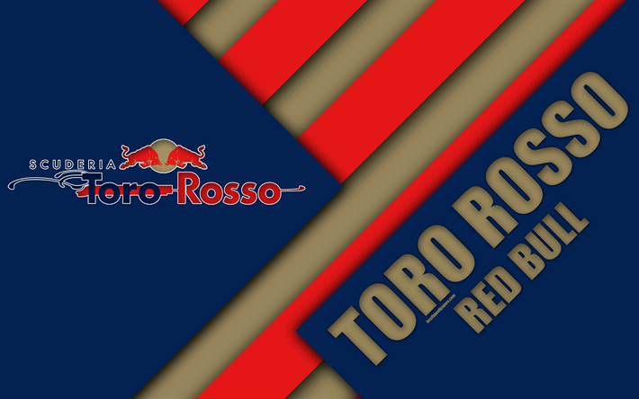 Red Bull Toro Rosso, Honda, Faenza, en Italie, en 4k, la Formule 1, l&#39;embl&#232;me, la conception de mat&#233;riaux, bleu rouge abstraction, Toro Rosso logo, de la saison 2018, course de F1, Toro Rosso