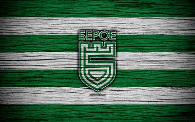 Beroe Stara Zagora FC, 4k, Parva Liga, soccer, football, Bulgaria, PFK Beroe Stara Zagora, logo, wooden texture, football club, FC Beroe Stara Zagora