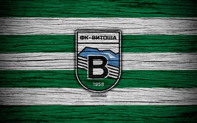 Vitosha Bistritsa FC, 4k, Parva Liga, futebol, Bulg&#225;ria, Vitosha Bistritsa, logo, textura de madeira, clube de futebol, FC Vitosha Bistritsa