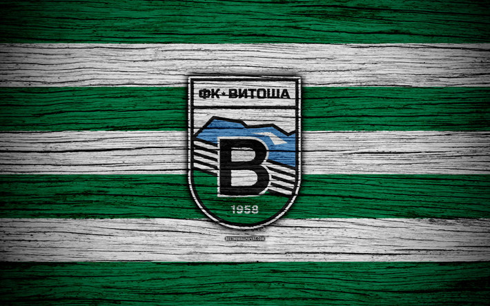 Vitosha Bistritsa FC, 4k, Parva Liga, soccer, football, Bulgaria, Vitosha Bistritsa, logo, wooden texture, football club, FC Vitosha Bistritsa