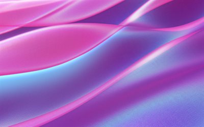 4k, 抽象波, 曲線, 創造, 紫色の背景, 3dアート, 生地の質感