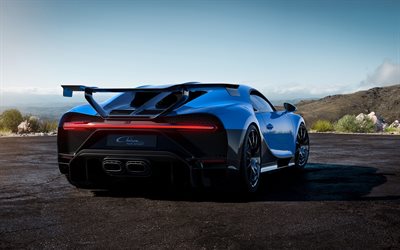 2021, Bugatti Chiron Pur Sport, ear view, exterior, hypercar, tuning Chiron, new blue Chiron, swedish supercars, Bugatti