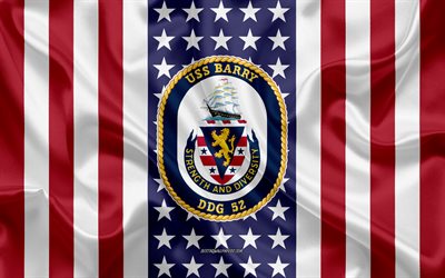uss barry emblem, ddg-52, american flag, us-navy, usa, uss barry abzeichen, us-kriegsschiff, wappen der uss barry