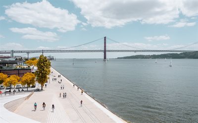 Lisbon, 25 de Abril Bridge, suspension bridge, 25th of April Bridge, Tagus, Portugal
