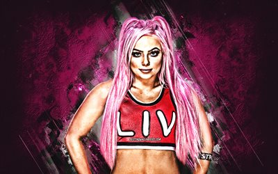 Liv Morgan, WWE, Gionna Jene Daddio, American wrestler, portrait, pink stone background, creative art