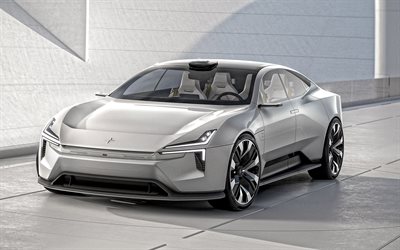 Polestar Precept Concept, 2020, future vehicles, front view, exterior, new silver Precept Concept, new cars, Polestar