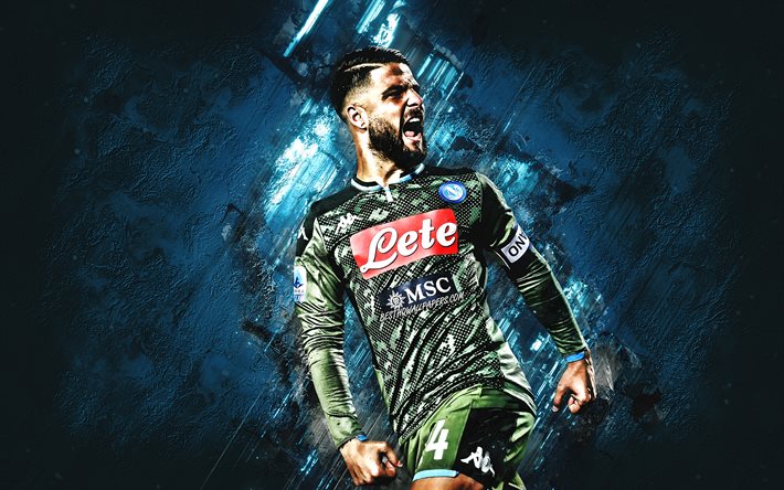 Lorenzo Insigne, italian soccer player, portrait, Napoli SSC, blue stone background, Serie A, Italy, football