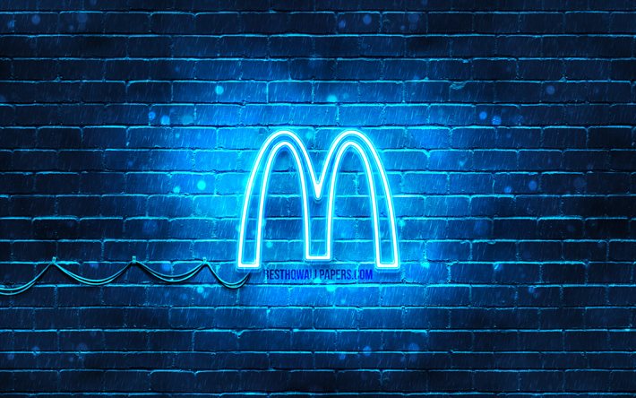  Descargar fondos de pantalla McDonalds logo azul, 4k, azul brickwall, McDonalds logotipo, marcas, McDonalds de neón logotipo de McDonalds libre. Imágenes fondos de descarga gratuita