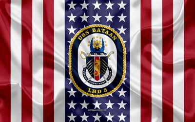 USS Bataanエンブレム, LHD-5, アメリカのフラグ, 米海軍, 米国, USS Bataanバッジ, 米軍艦, エンブレム、オンラインでのBataan