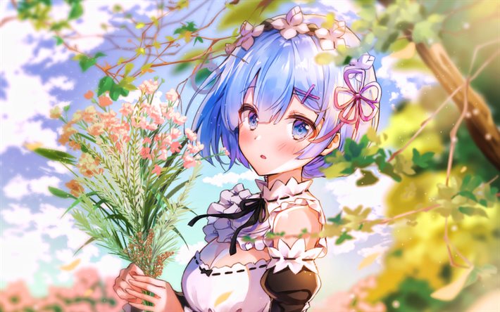 Download Wallpapers Rem Spring Re Zero Manga Protagonist Re Zero Characters Rem Re Zero For Desktop Free Pictures For Desktop Free
