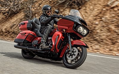 Harley-Davidson Road Glide Limited, 2020, 4k, side view, new red Road Glide Limited, american motorcycles, Harley-Davidson