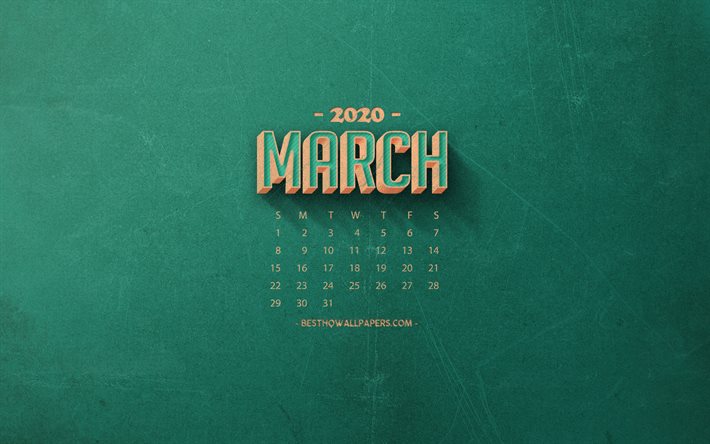 2020 Mars Calendrier, rouge r&#233;tro arri&#232;re-plan, 2020 printemps des calendriers, en Mars 2020 Calendrier, r&#233;tro, art, 2020 calendriers, Mars