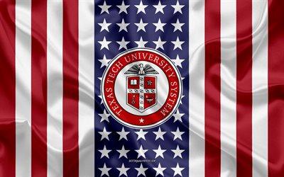 Texas Tech University System Emblem, American Flag, Texas Tech University System logo, Lubbock, Texas, USA, Texas Tech University System