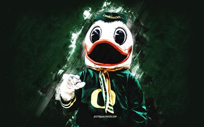 The Oregon Duck, Oregon Ducks mascot, green stone background, NBA, basketball, NBA mascots