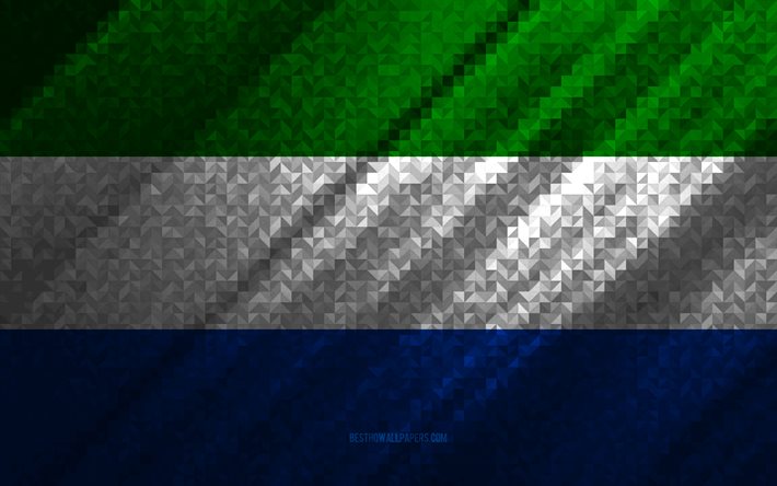 Sierra Leonen lippu, moniv&#228;rinen abstraktio, Sierra Leonen mosaiikkilippu, Sierra Leone, mosaiikkitaide