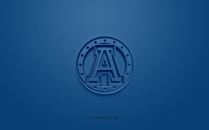 Argonauts de Toronto, club de football canadien, logo 3D cr&#233;atif, fond bleu, Ligue canadienne de football, Toronto, Canada, LCF, football am&#233;ricain, Logo 3D des Argonauts de Toronto