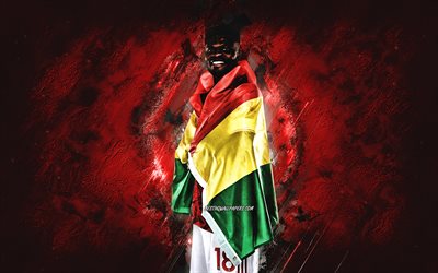 Thomas Partey, Ghana national football team, Ghanaian football player, portrait, red stone background, Ghana, football