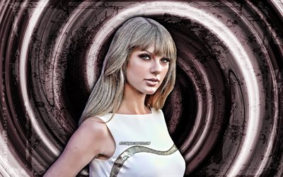 4k, Taylor Swift, fundo marrom grunge, cantora americana, estrelas da m&#250;sica, v&#243;rtice, Taylor Alison Swift, criativo, Taylor Swift 4K