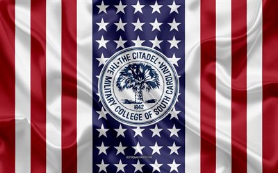 The Citadel Emblem, American Flag, The Citadel logo, Charleston, South Carolina, USA, The Citadel