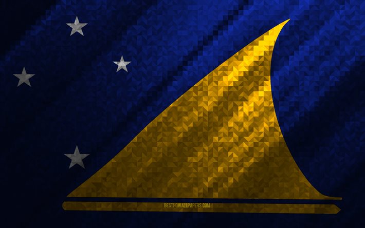 Bandeira de Tokelau, abstra&#231;&#227;o multicolorida, bandeira de mosaico de Tokelau, Tokelau, arte em mosaico, bandeira de Tokelau