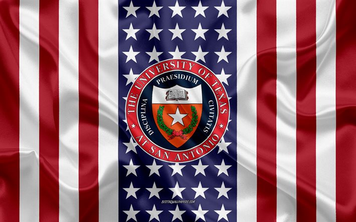 جامعة تكساس في سان أنطونيو إمبلم, علم الولايات المتحدة, شعار جامعة تكساس في سان أنطونيو, سان أنطونيو، تكساس, تكساس, الولايات المتحدة الأمريكية, جامعة تكساس في سان أنطونيو
