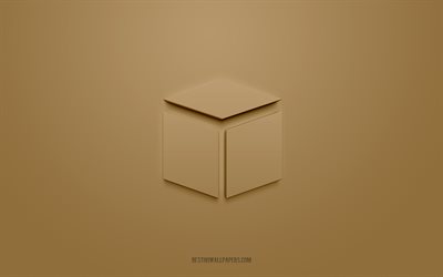 Box 3d icon, brown background, 3d symbols, Box, Shipping icons, 3d icons, Box sign, Shipping 3d icons