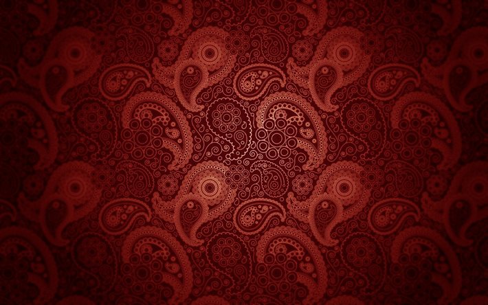 texture paisley rouge, ornement paisley rouge, motif paisley, texture paisley, fond paisley rouge, ornement paisley
