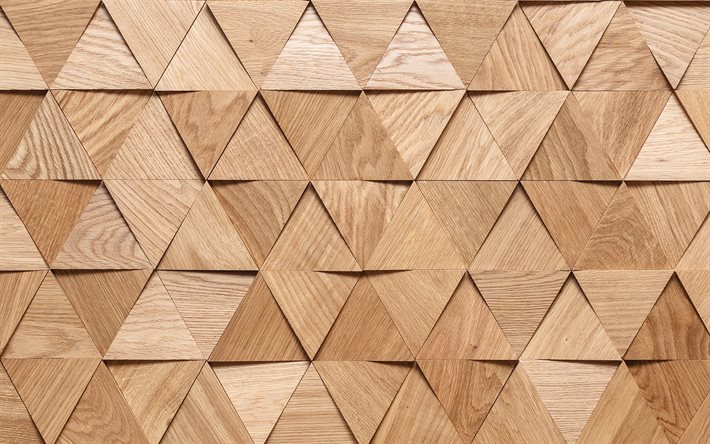 Texture de triangles en bois, texture 3d en bois, fond de triangles en bois, texture bois clair, fond bois 3d