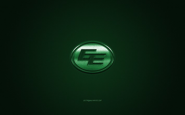 Logo des Eskimos d&#39;Edmonton, club de football canadien, LCF, logo vert, fond vert en fibre de carbone, football canadien, Edmonton, Canada, Eskimos d&#39;Edmonton