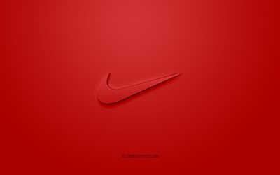 Nike logo, red background, Nike 3d logo, 3d art, Tommy Hilfiger, brands logo, red 3d Nike logo