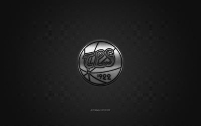 HC TPS, Finnish hockey club, Liiga, gray carbon fiber background, ice hockey, Turku, Finland, HC TPS logo