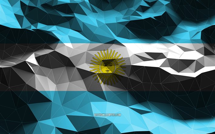 4k, Argentinian flag, low poly art, South American countries, national symbols, Flag of Argentina, 3D flags, Argentina flag, Argentina, South America, Argentina 3D flag