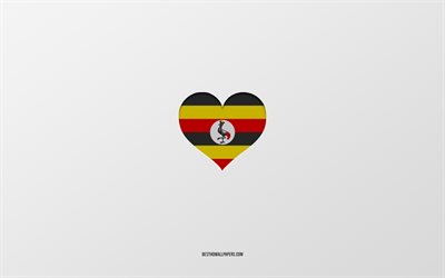 I Love Uganda, Africa countries, Uganda, gray background, Uganda flag heart, favorite country, Love Uganda