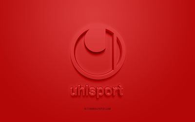 Uhlsport logo, red background, Uhlsport 3d logo, 3d art, Uhlsport, brands logo, red 3d Uhlsport logo