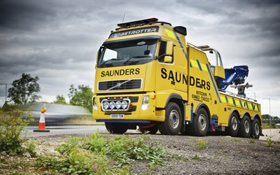 Volvo FH, Cargo tow truck, FH 520, Tow truck, yellow Volvo FH, special trucks, Volvo