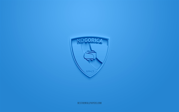 HNK Gorica, creative 3D logo, blue background, Druga HNL, 3d emblem, Croatian football club, Croatian Second Football League, Gorica, Croatia, 3d art, football, HNK Gorica 3d logo