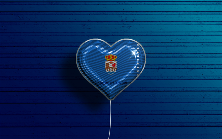 i love ourense, 4k, realistiset ilmapallot, sininen puinen tausta, ourensen p&#228;iv&#228;, espanjan maakunnat, ourensen lippu, espanja, lippupallo, ourense