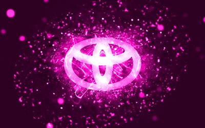 トヨタパープルロゴ, 4k, 紫ネオンライト, 創造的な, 紫色の抽象的な背景, トヨタのロゴ, 車のブランド, トヨタ