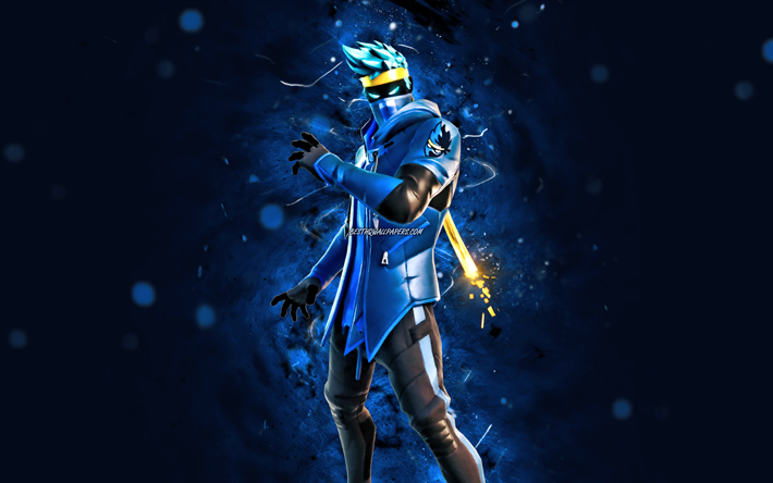 reactive ninja, 4k, blaue neonlichter, fortnite battle royale, fortnite charaktere, reactive ninja skin, fortnite, reactive ninja fortnite