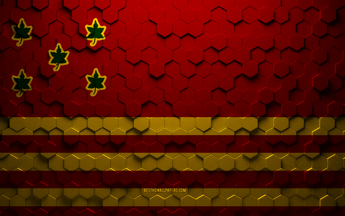Flag of Ilheus, honeycomb art, Ilheus hexagons flag, Ilheus 3d hexagons art, Ilheus flag