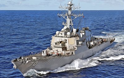 USS Hopper, 4k, vector art, DDG-70, destroyer, United States Navy, US army, abstract ships, battleship, US Navy, Arleigh Burke-class, USS Hopper DDG-70