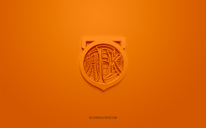 aalesunds fk, logo 3d creativo, sfondo arancione, eliteserien, emblema 3d, squadra di calcio norvegese, norvegia, arte 3d, calcio, logo aalesunds fk 3d