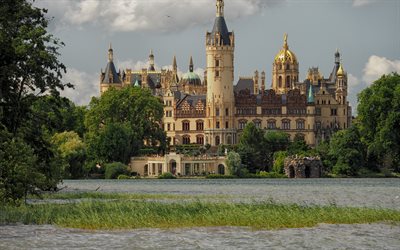 Schwerin Castle, Lake Schwerin, old castle, Schwerin, German castle, Germany, castles in Germany