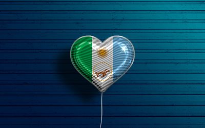 i love chaco, 4k, globos realistas, fondo de madera azul, d&#237;a del chaco, provincias argentinas, bandera del chaco, argentina, globo con bandera, provincias de argentina, chaco