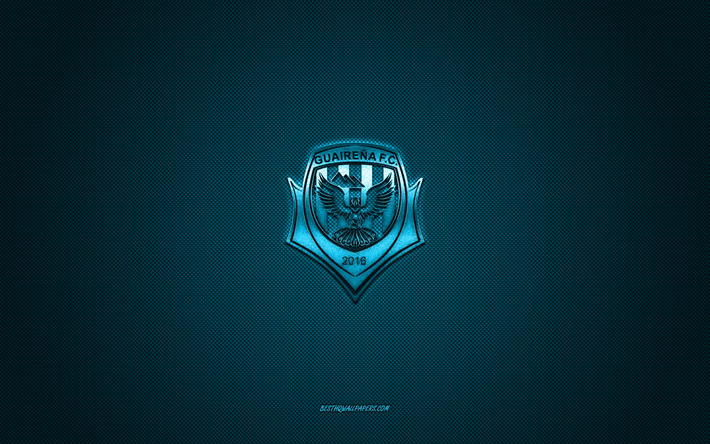 guairena fc, paraguay futbol kul&#252;b&#252;, mavi logo, mavi karbon fiber arka plan, paraguay primera division, futbol, villarrica, paraguay, guairena fc logosu