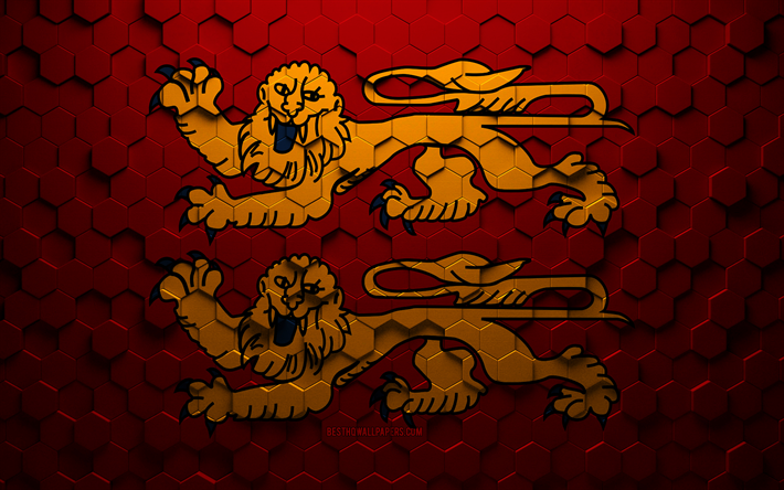 bandera de normand&#237;a, arte de panal, bandera de hex&#225;gonos de normand&#237;a, arte de hex&#225;gonos 3d de normand&#237;a
