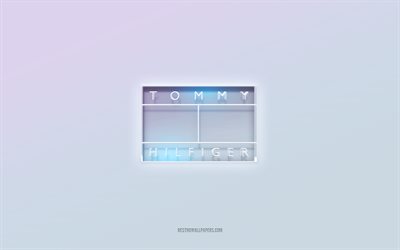 Tommy Hilfiger logo, cut out 3d text, white background, Tommy Hilfiger 3d logo, Tommy Hilfiger emblem, Tommy Hilfiger, embossed logo, Tommy Hilfiger 3d emblem